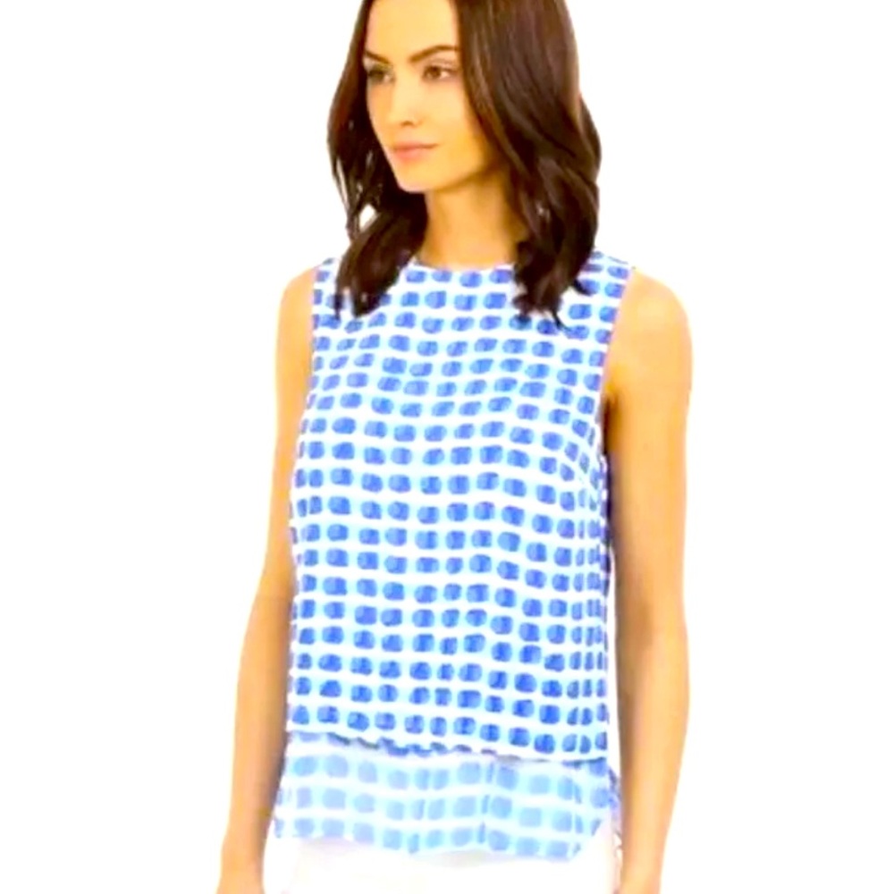 Kate Spade Island Stamp Breath of Fresh Air Double layer Tank W/Back Zip Size S